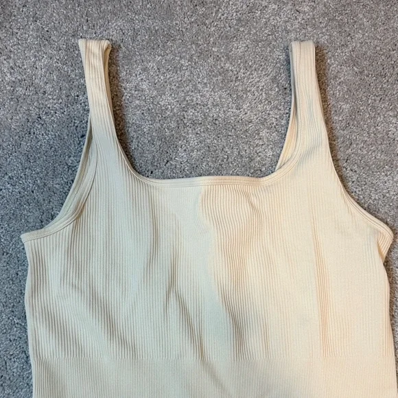 OQQ Women’s Romper Seamless Ribbed-Cream - Picture 3 of 4